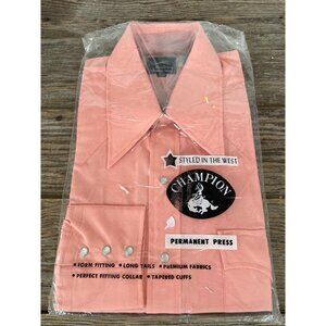 Vintage 1970s Champion NOS Western Shirt Pearl Snaps Peach XL